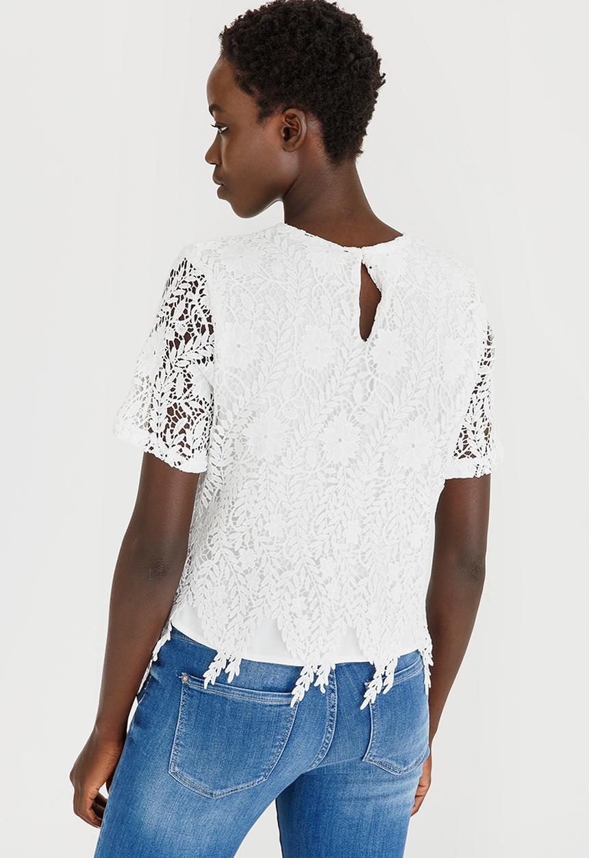 Vero Moda - Flora Short Sleeve Lace Top White