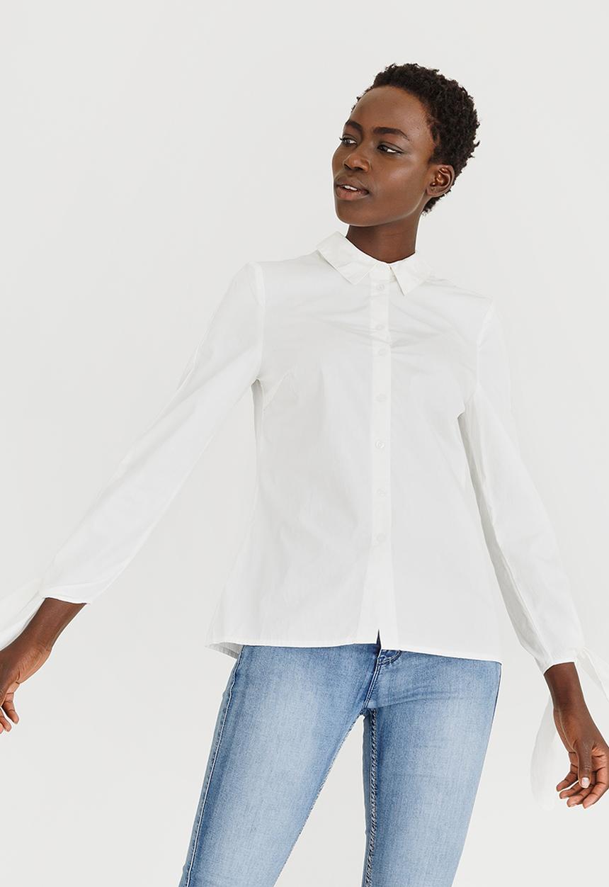 Vero Moda - Rome Embroidered Long Sleeve Shirt White