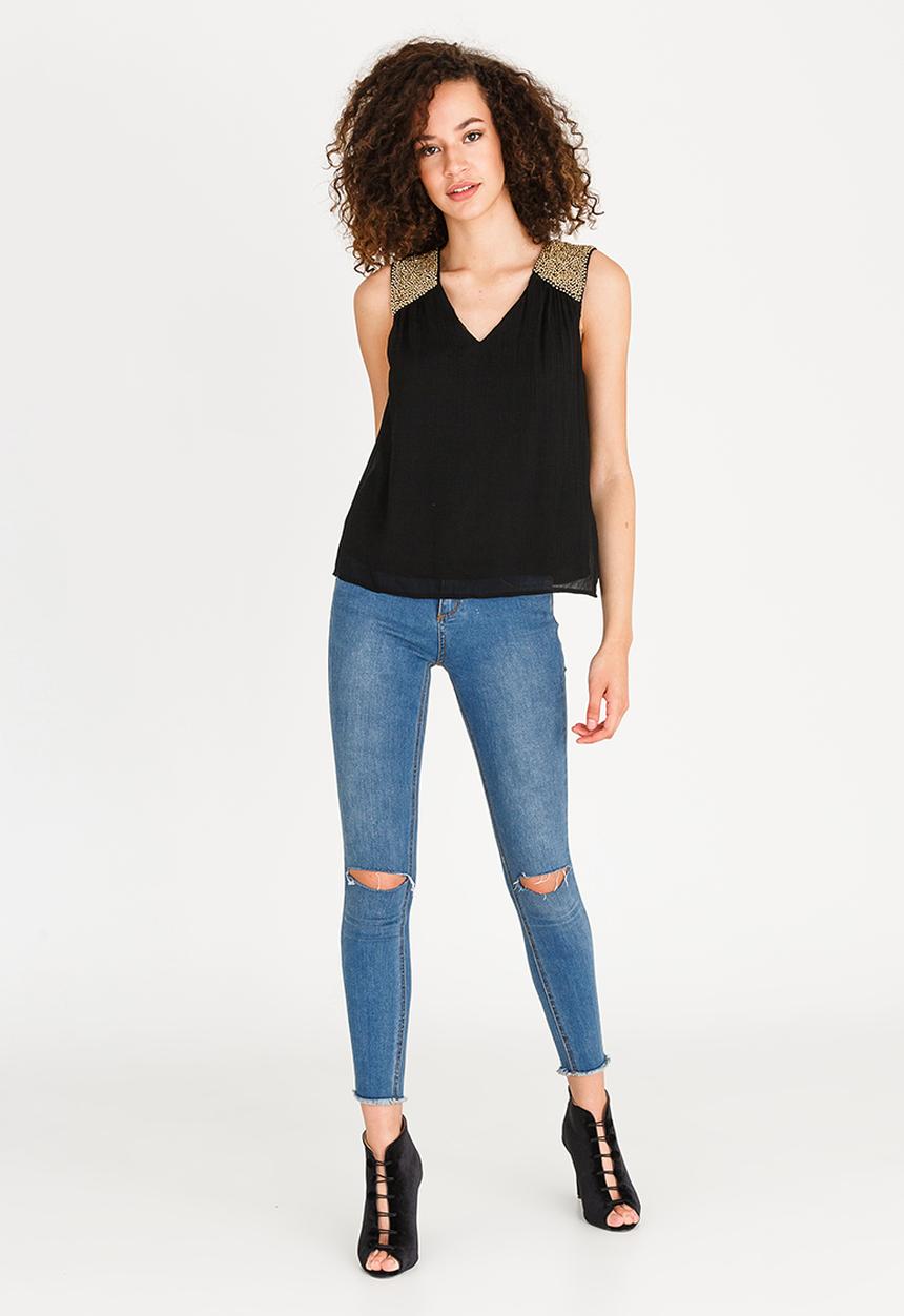 Vero Moda - Blinky Sleeveless Bead Detail Top  Black