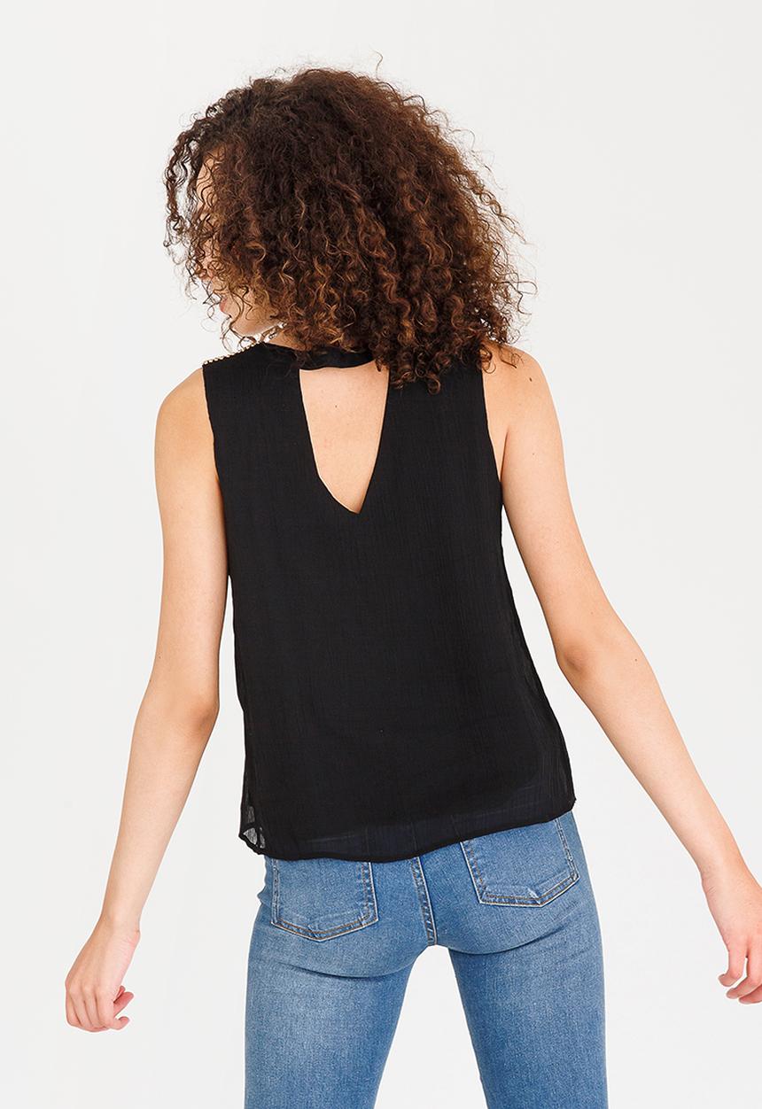 Vero Moda - Blinky Sleeveless Bead Detail Top  Black