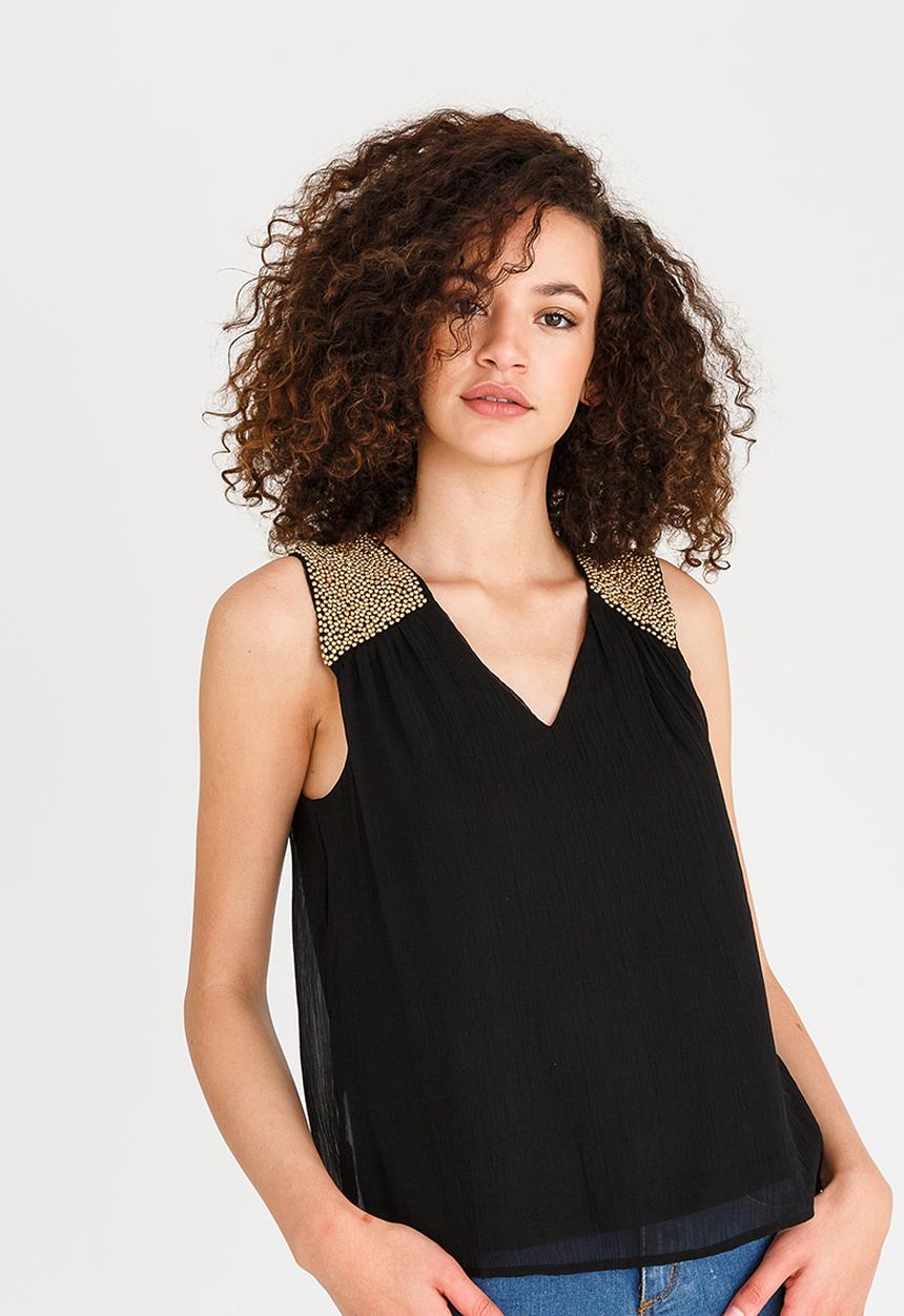 Vero Moda - Blinky Sleeveless Bead Detail Top  Black