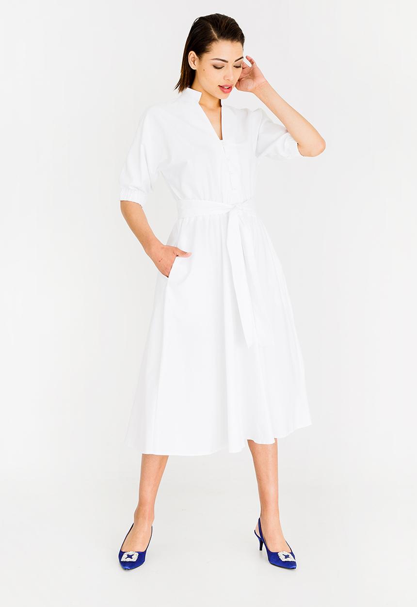 STYLE REPUBLIC - Sleeve Detail Fit And Flare Dress White