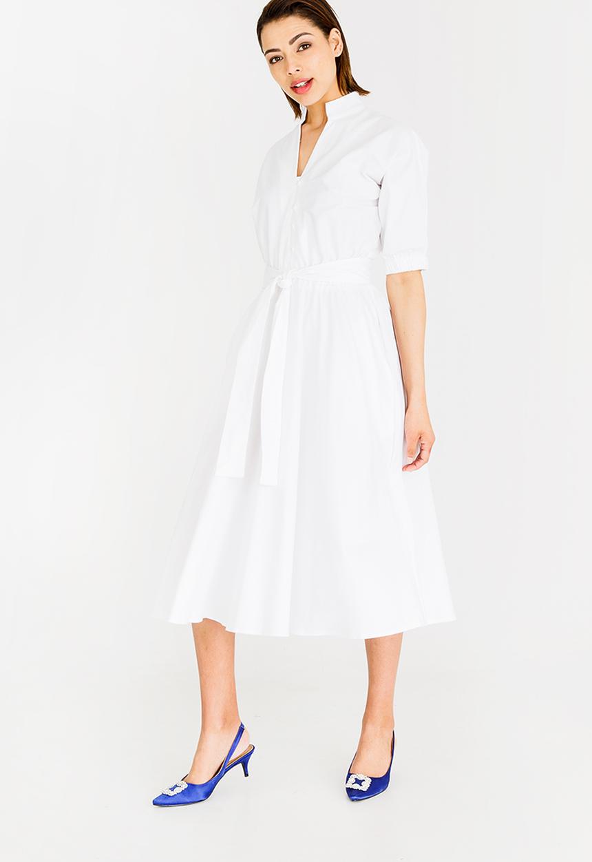 STYLE REPUBLIC - Sleeve Detail Fit And Flare Dress White