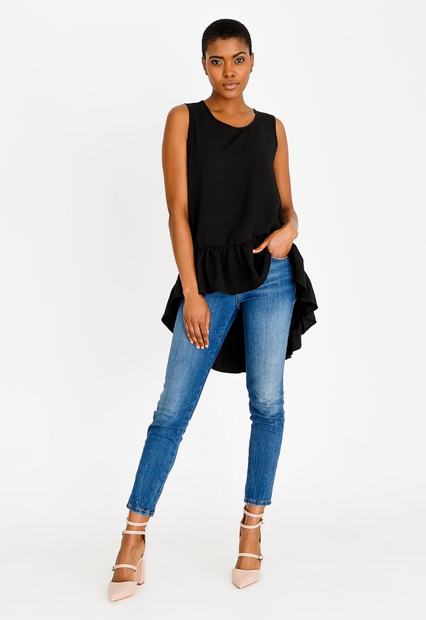 edit - Dipped hem top - black