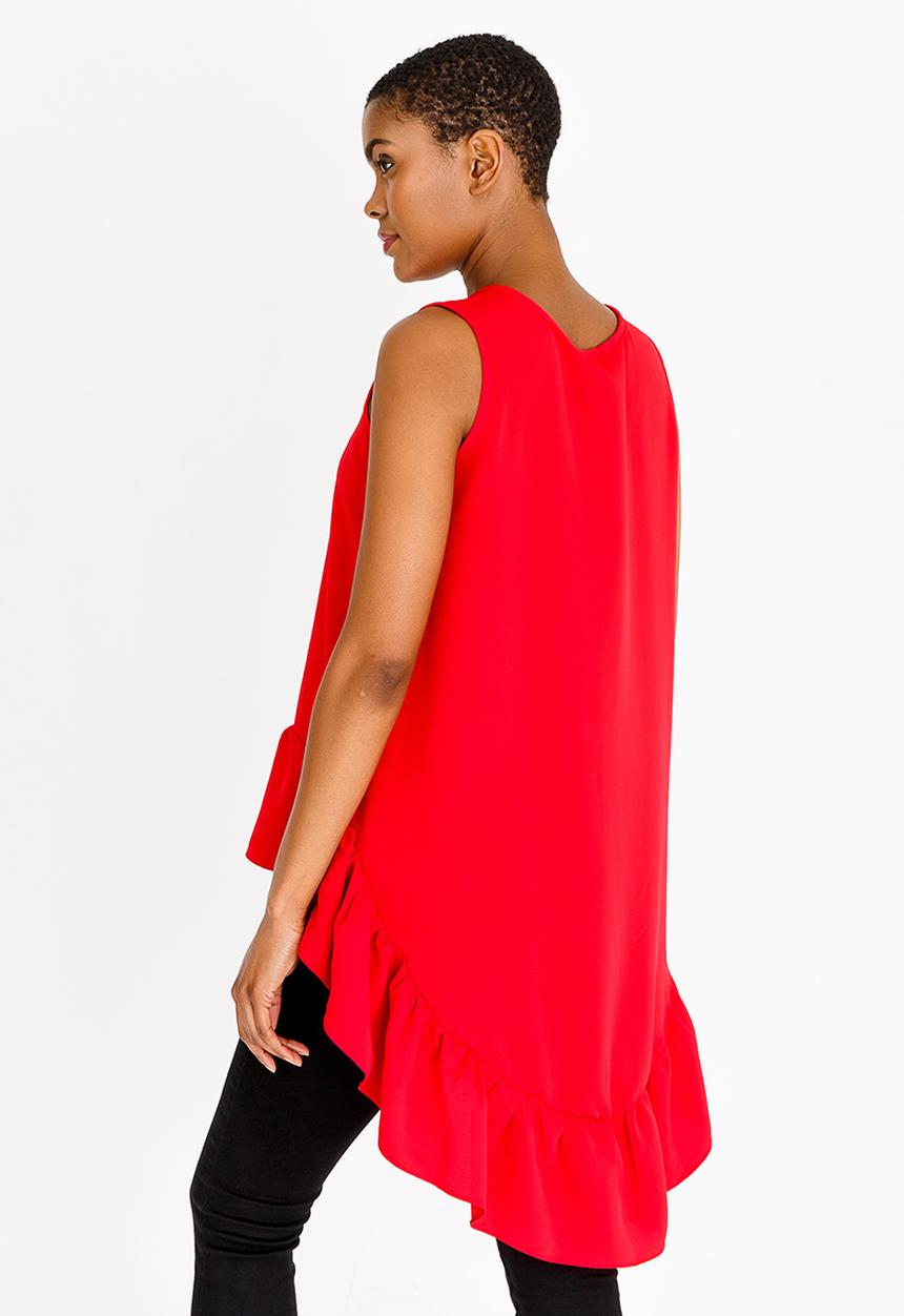 edit - Dipped hem top - red 