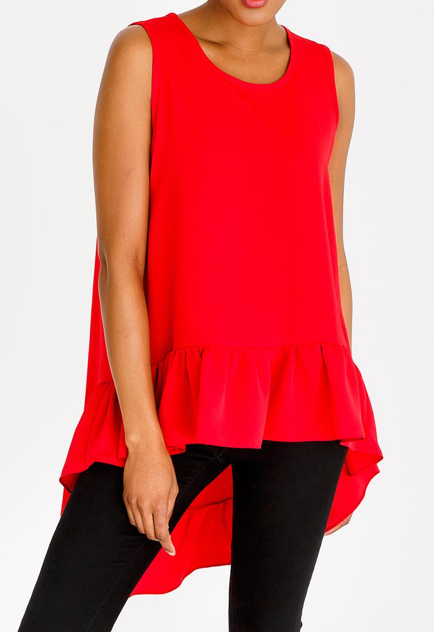 edit - Dipped hem top - red 