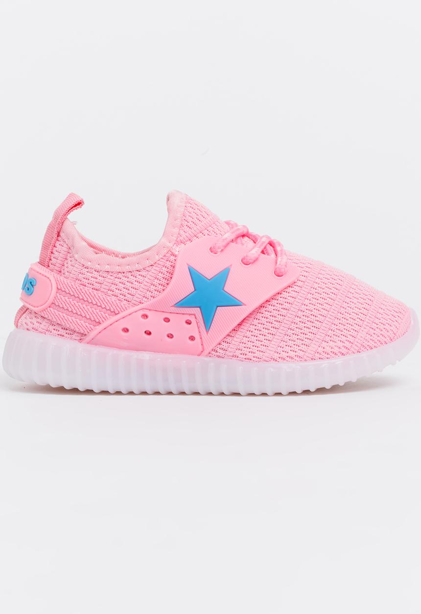 Pop Candy - Mesh Sneakers with Lights Mid Pink