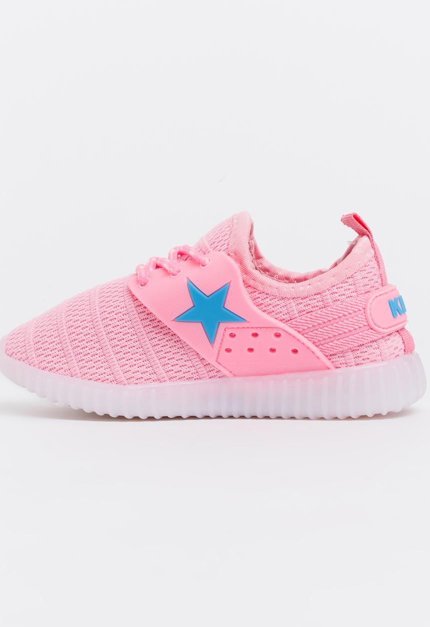 Pop Candy - Mesh Sneakers with Lights Mid Pink