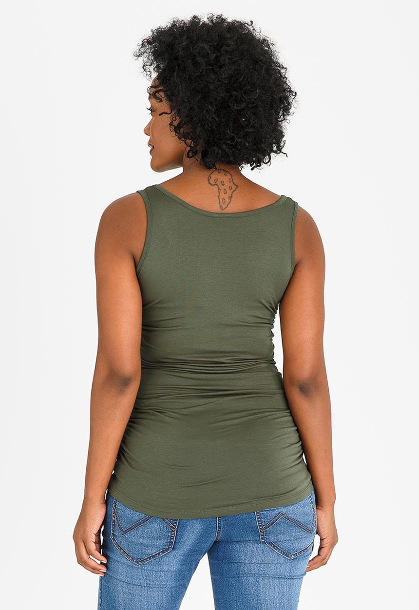 Cherry Melon - Side Gauge Tank Top Khaki Green