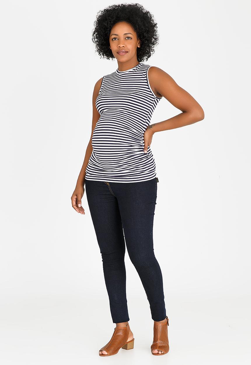 edit Maternity - High-Neck Top Navy & White