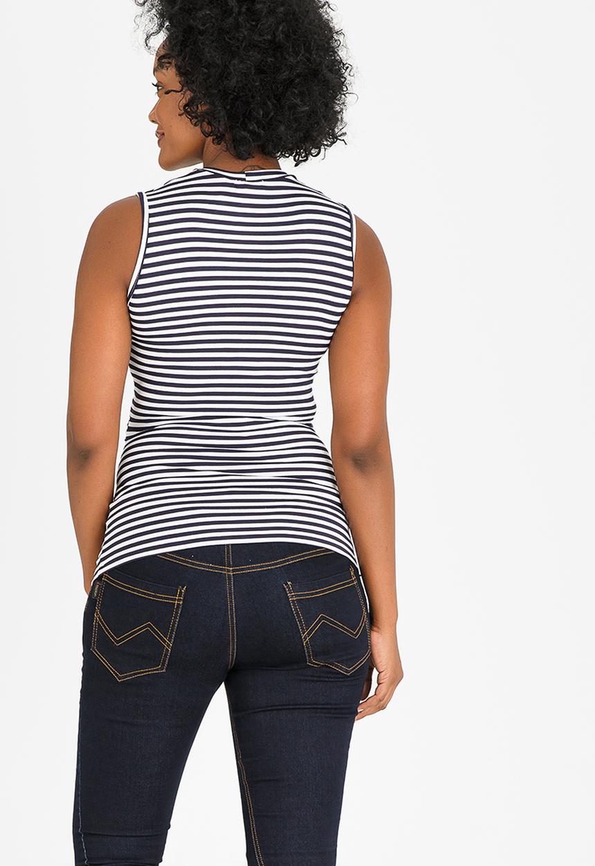 edit Maternity - High-Neck Top Navy & White