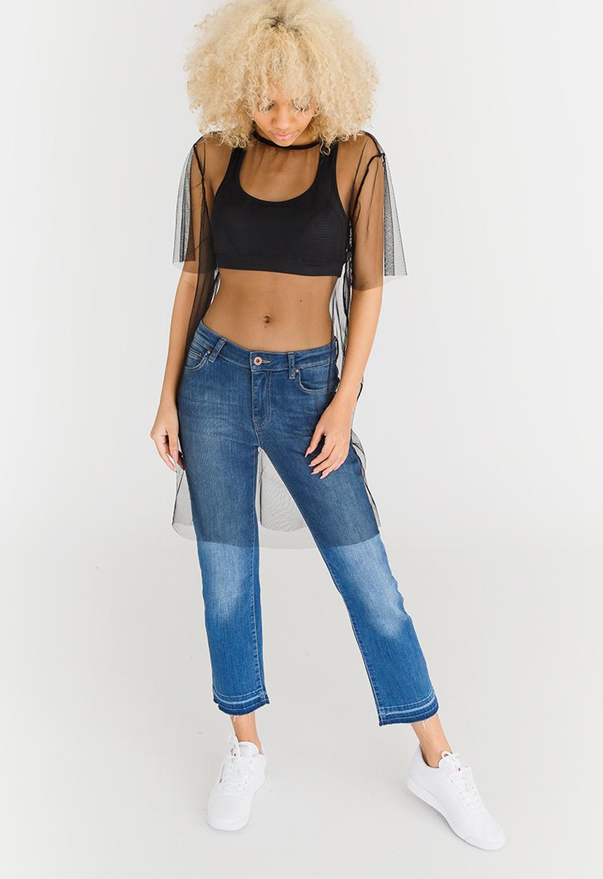 STYLE REPUBLIC - Oversized Mesh T-shirt Black