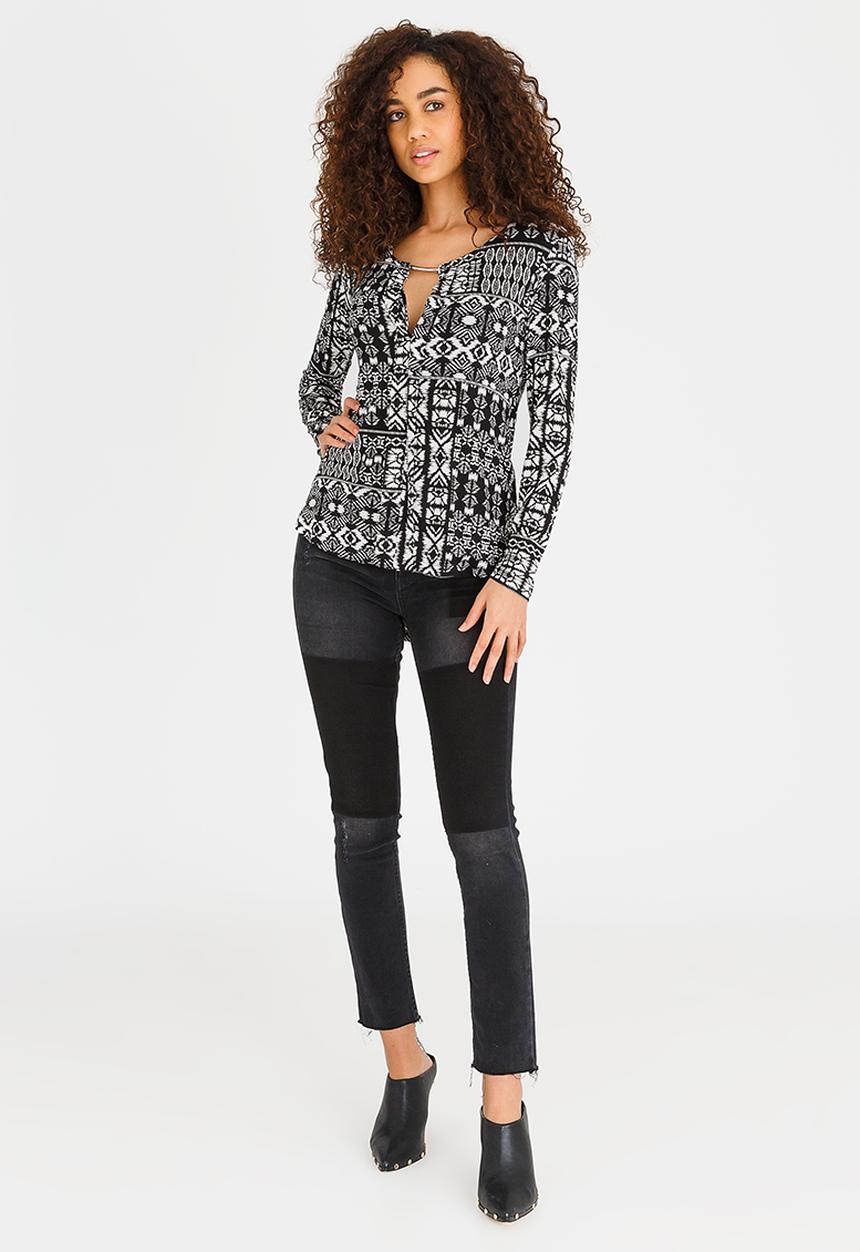Kate Jordan - Rose Gold Trim Top Black and White