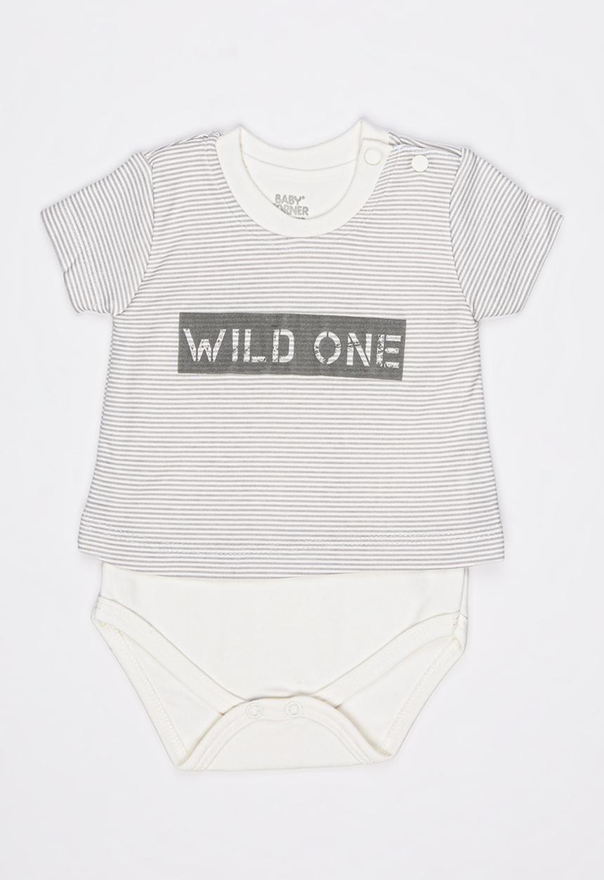 Baby Corner - Short Sleeve T-Shirt Bodysuit Grey