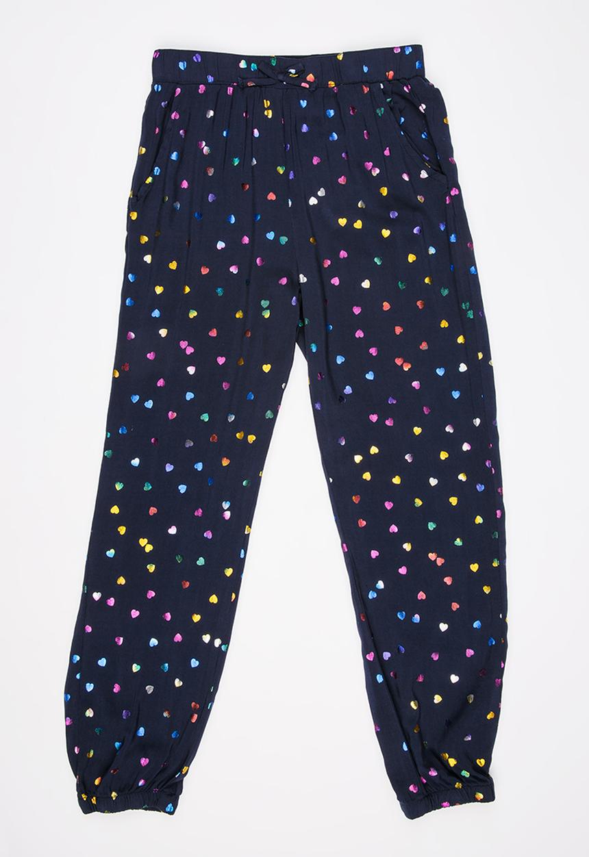 Pop Candy - Heart Print Pant Navy