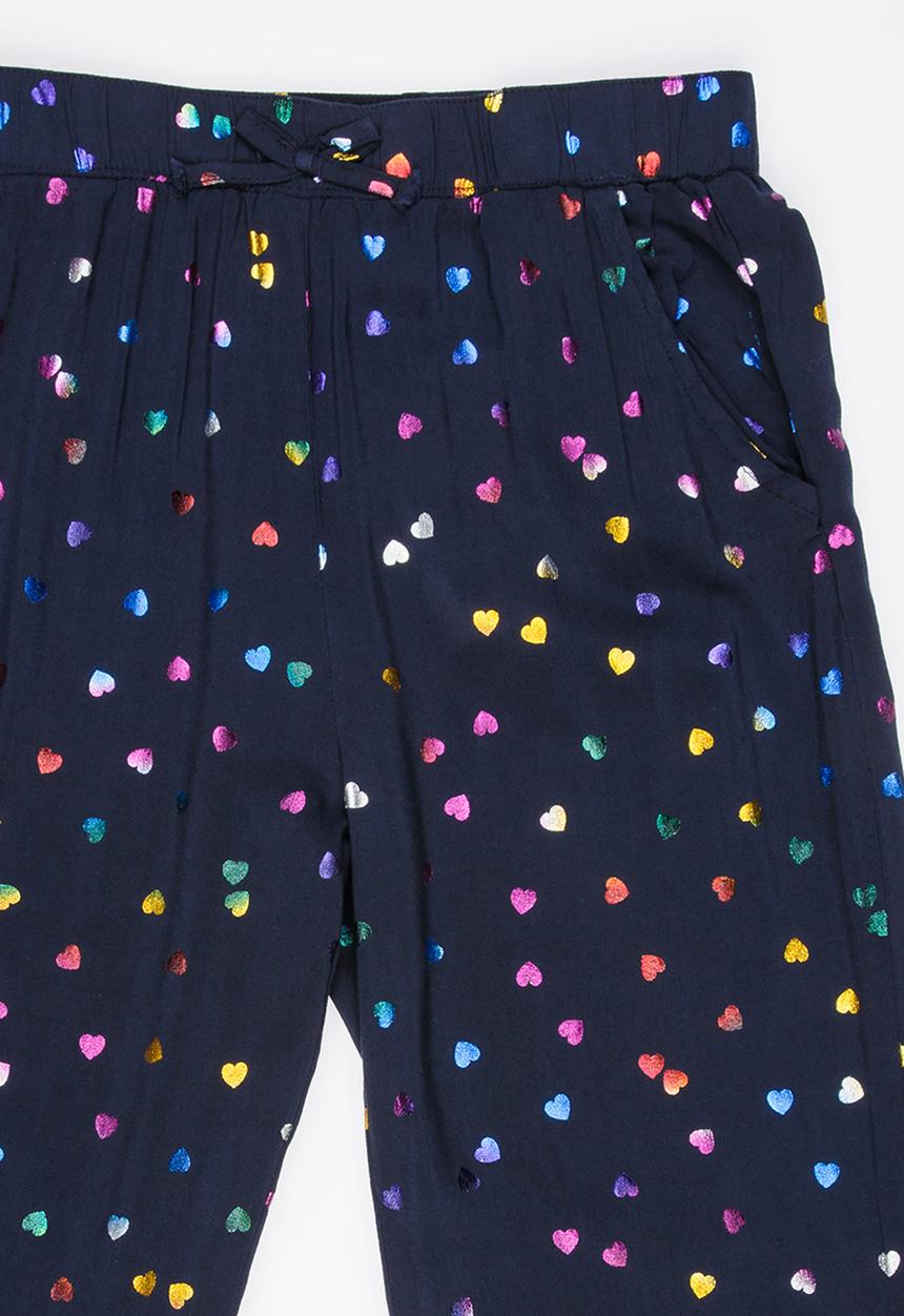 Pop Candy - Heart Print Pant Navy