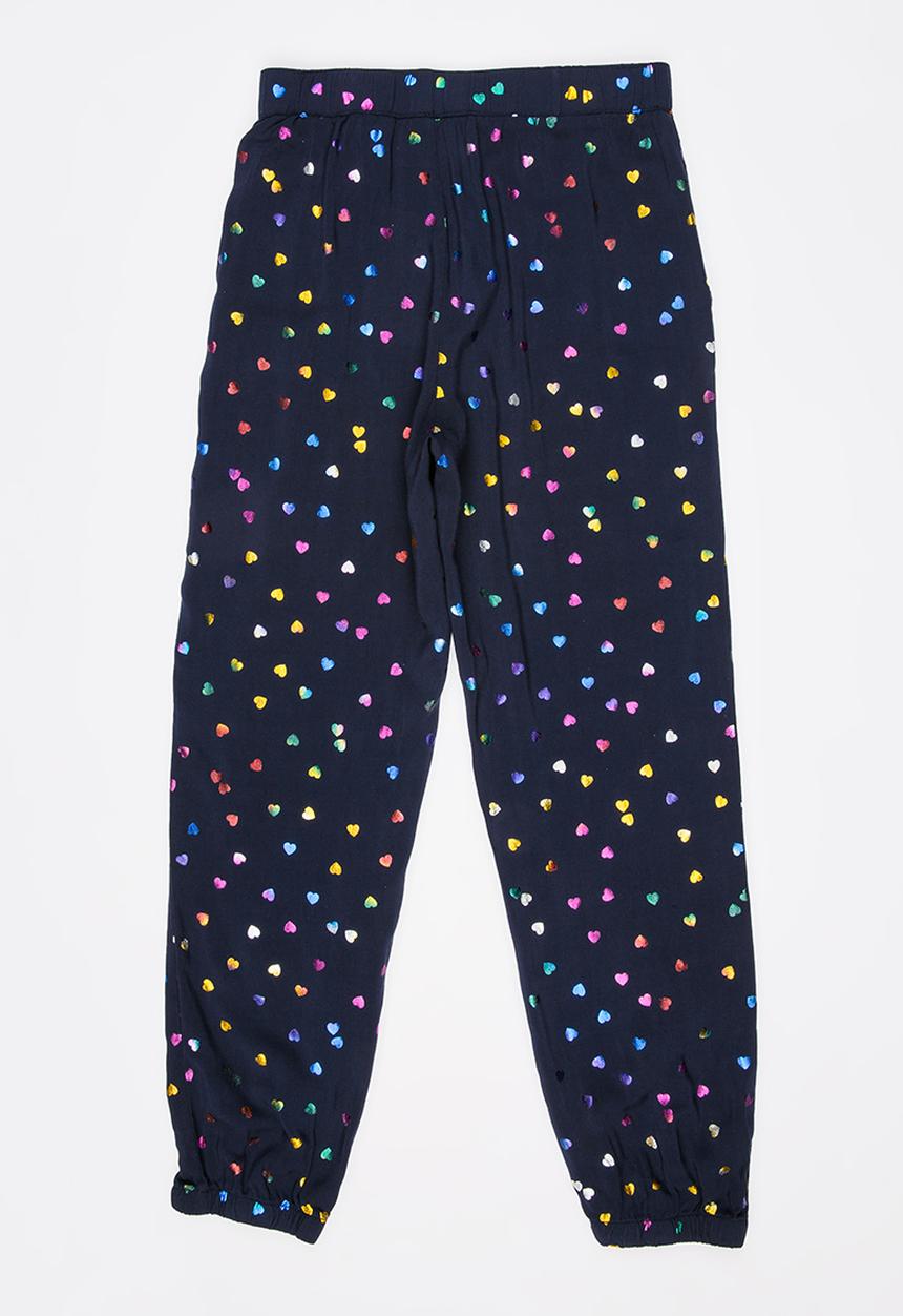 Pop Candy - Heart Print Pant Navy