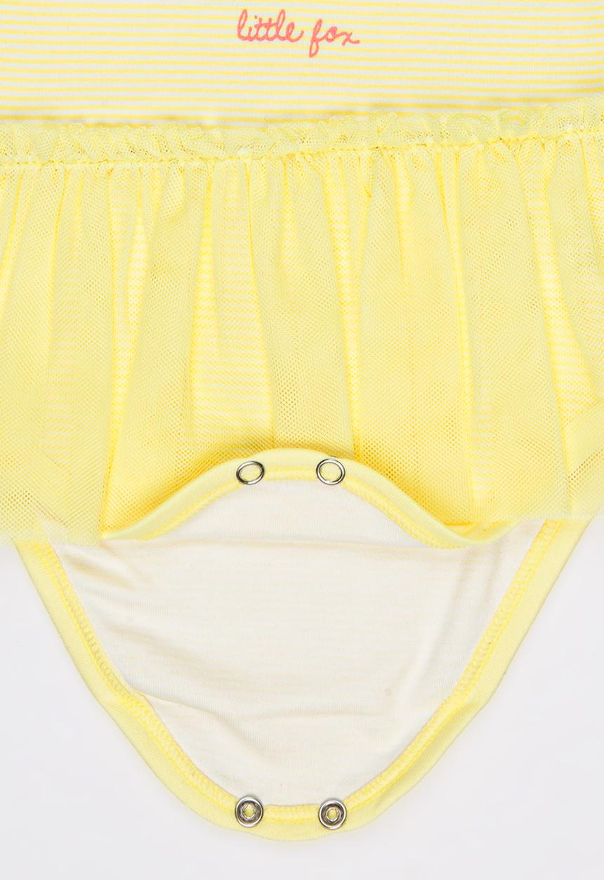 Baby Corner - Short Sleeve Tutu Bodysuit Dress Yellow