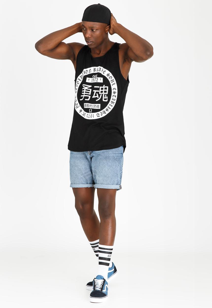 Brave Soul - Omega Asian Print Vest Black and White