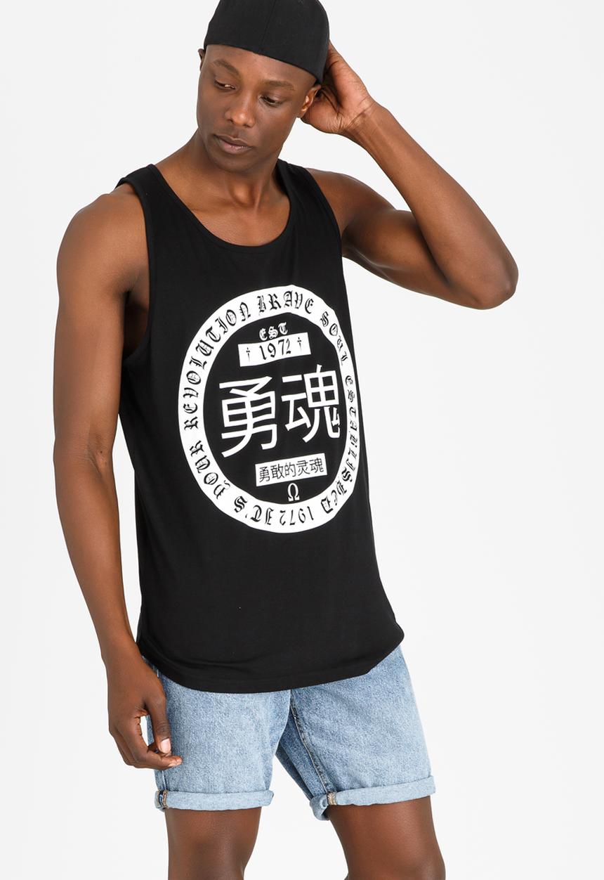 Brave Soul - Omega Asian Print Vest Black and White