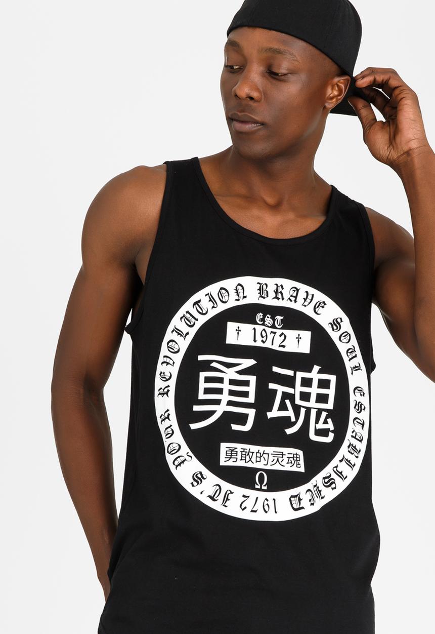 Brave Soul - Omega Asian Print Vest Black and White