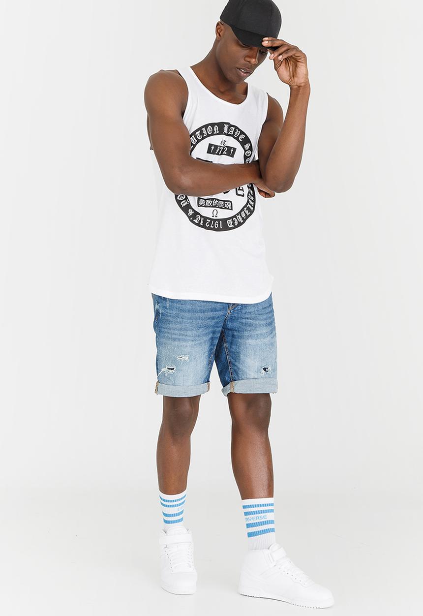 Brave Soul - Omega Asian Print Vest White