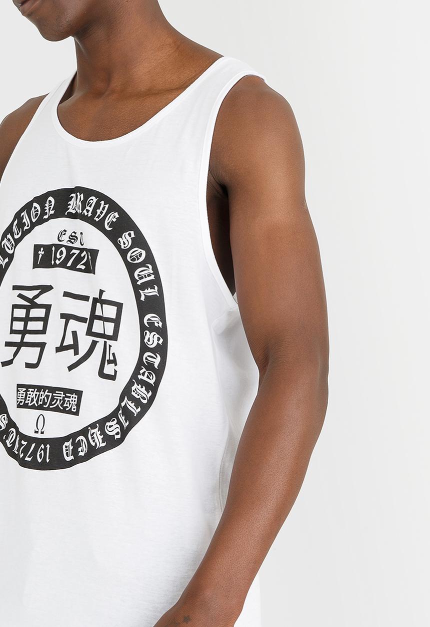 Brave Soul - Omega Asian Print Vest White