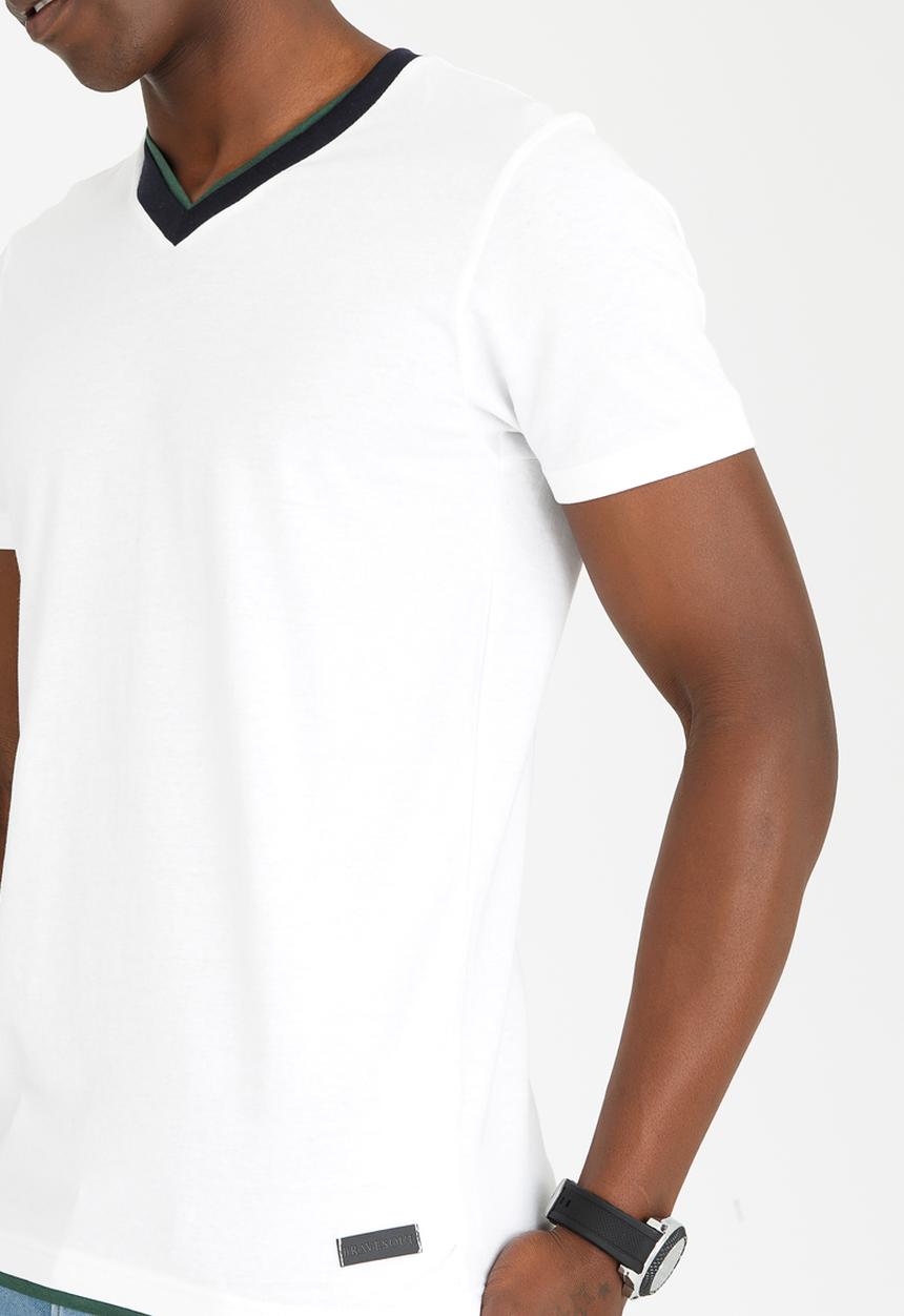 Brave Soul - Smith V Neck Tee White