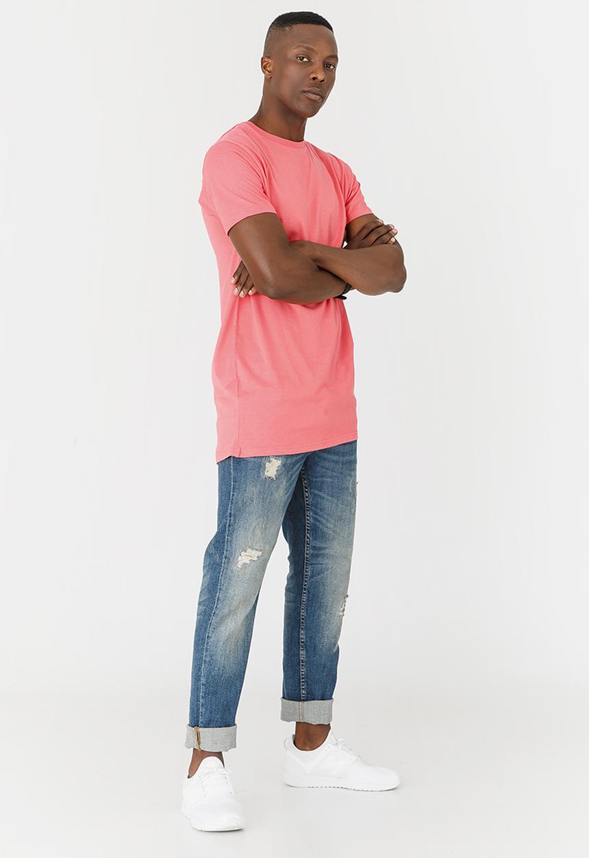 Brave Soul - Harrel Longer Length Tee Dark Pink