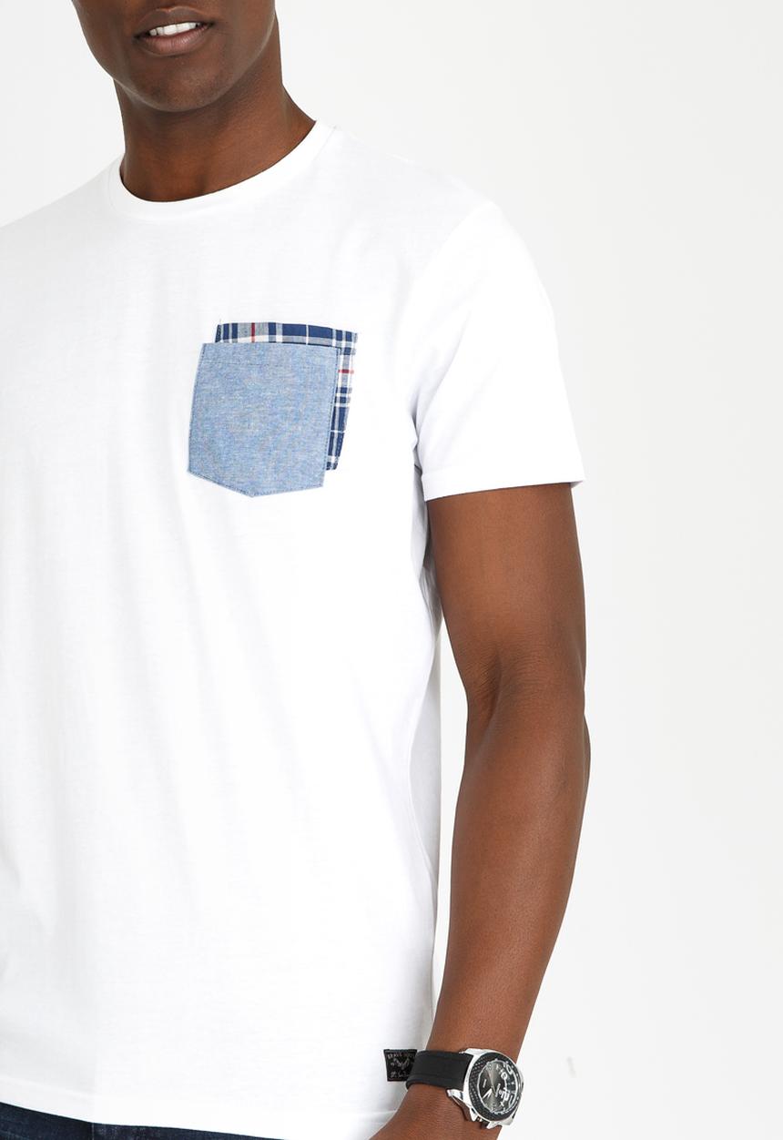 Brave Soul - Clover Chambray Pocket Tee White