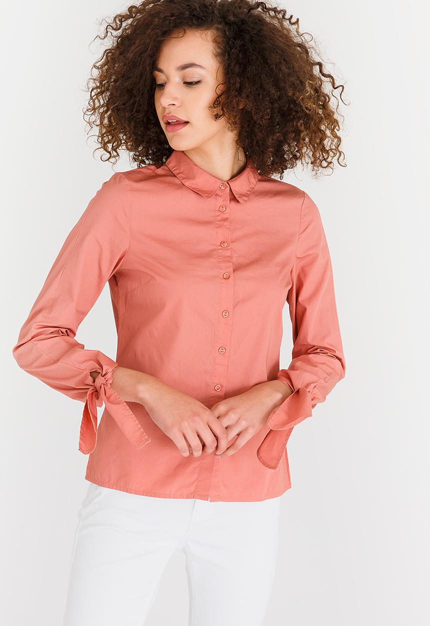 Vero Moda - Rome Embroidered Long Sleeve Shirt Peach
