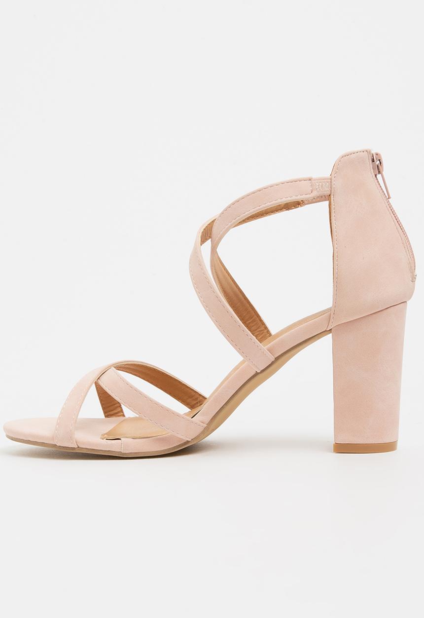 Jada - Crossover Strappy Heels Pale Pink