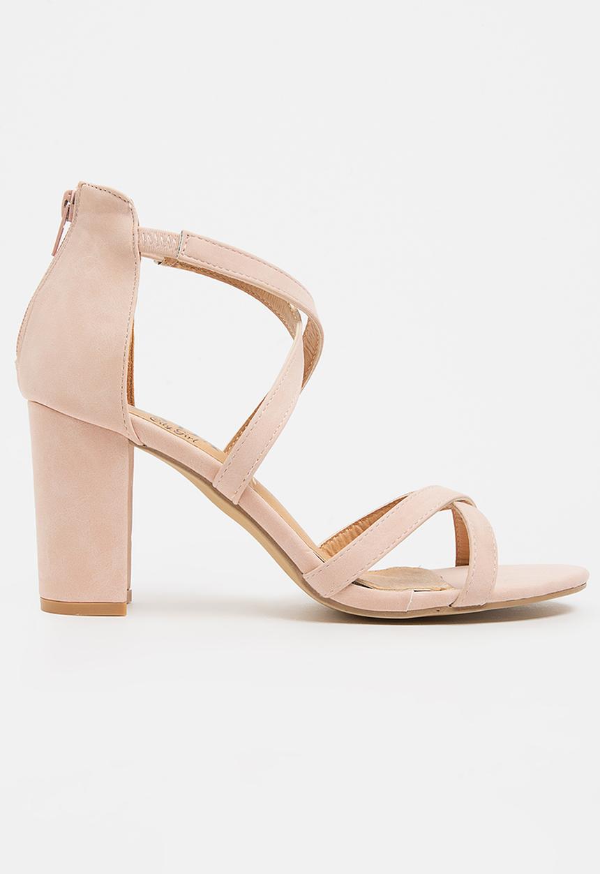 Jada - Crossover Strappy Heels Pale Pink