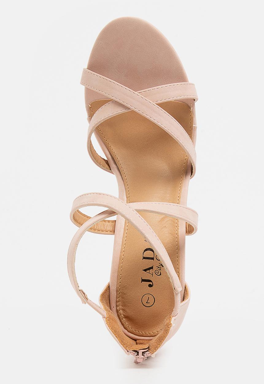 Jada - Crossover Strappy Heels Pale Pink