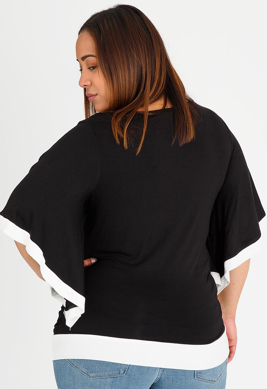 edit Plus - Colour Blocked Top Black and White