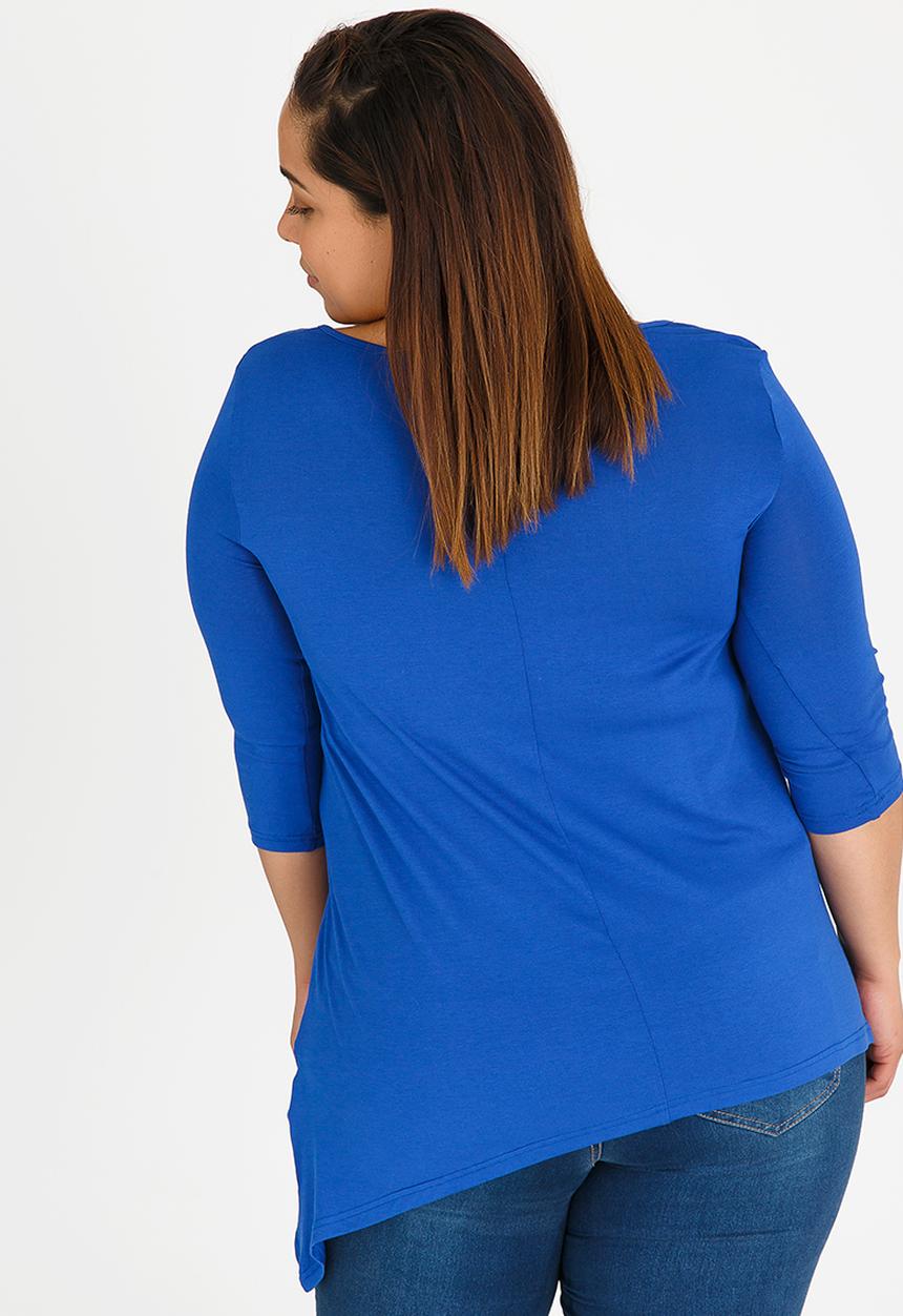 edit Plus - Layered 3/4 Sleeve Top Blue