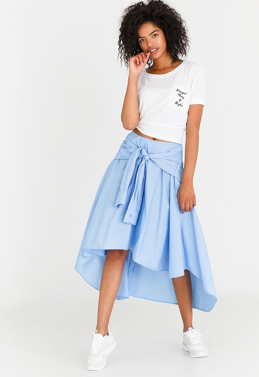 STYLE REPUBLIC - Hi Lo Self-tie Skirt Pale Blue