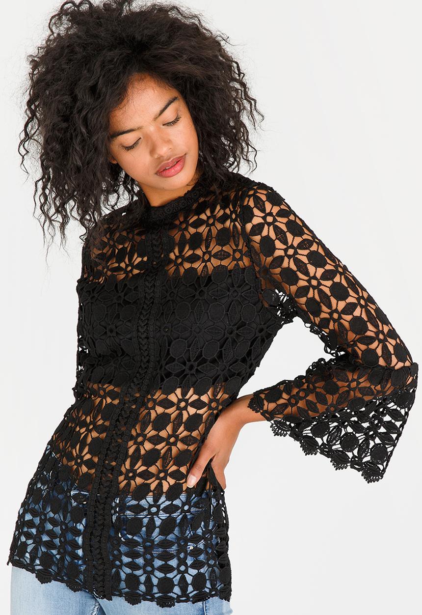 Revenge - Lace Detail Top Black