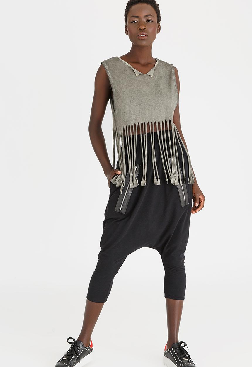 Vintage Zionist - Tassel Tank Khaki Green
