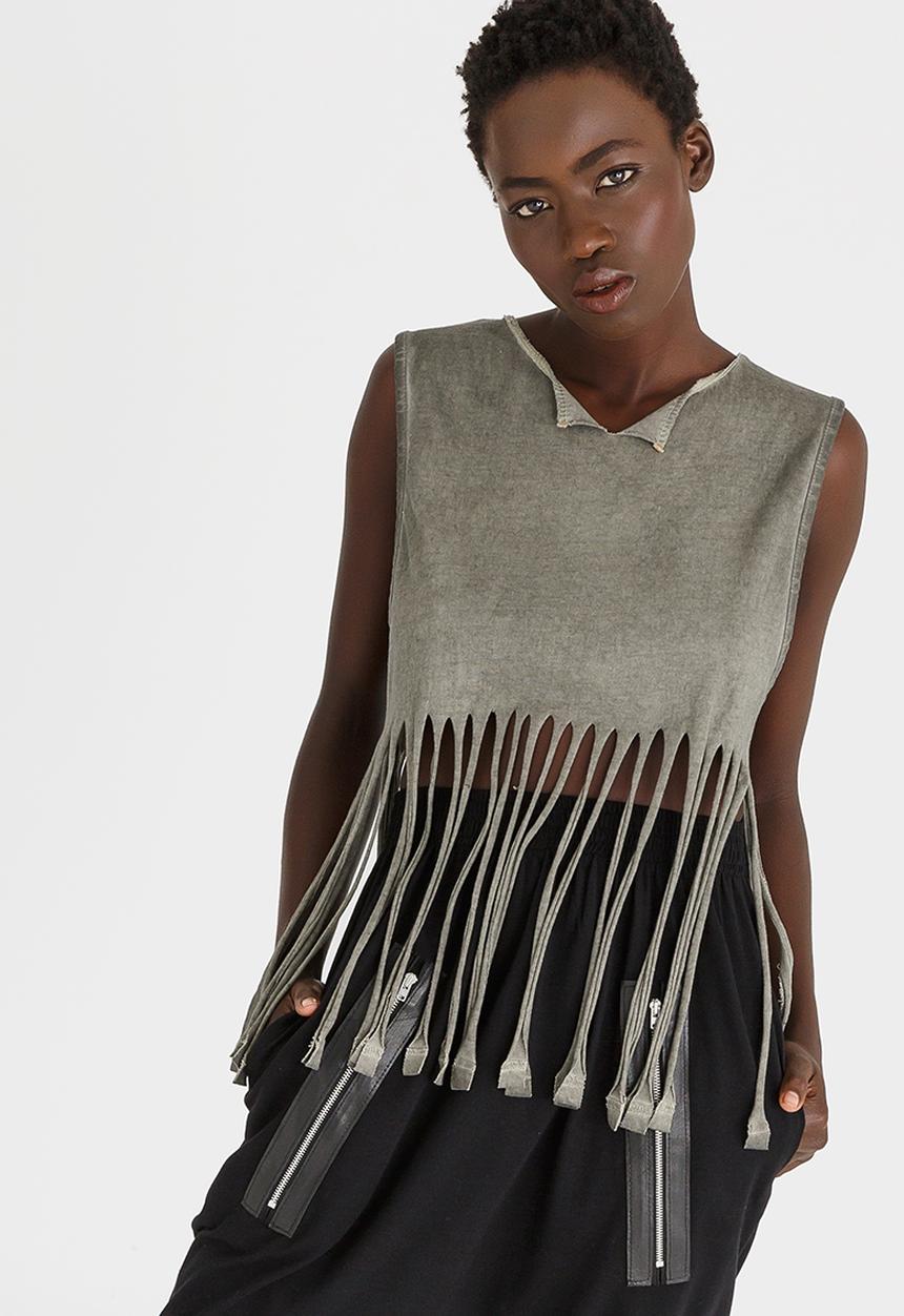 Vintage Zionist - Tassel Tank Khaki Green