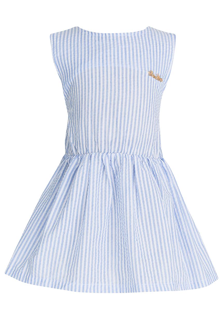Pop Candy - Stripe Dress With Bow Detail Pale Blue