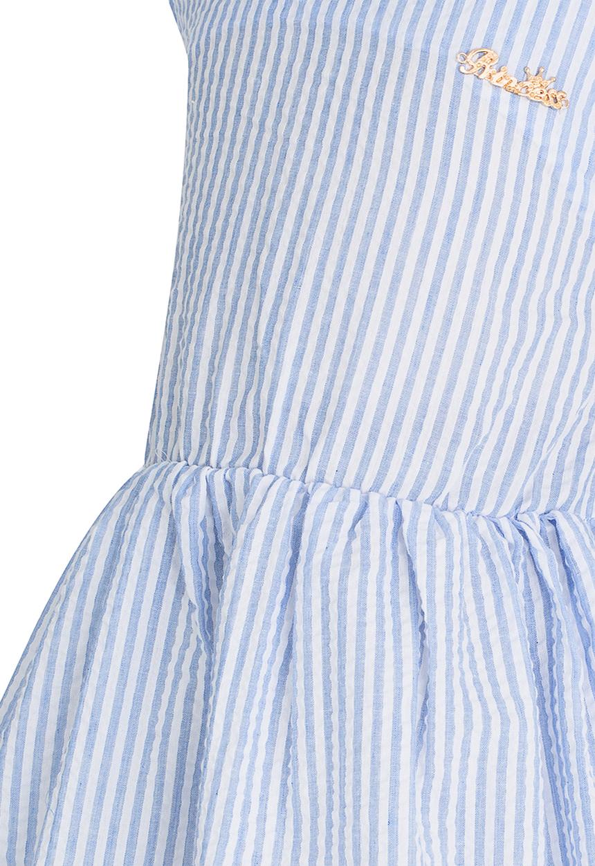 Pop Candy - Stripe Dress With Bow Detail Pale Blue