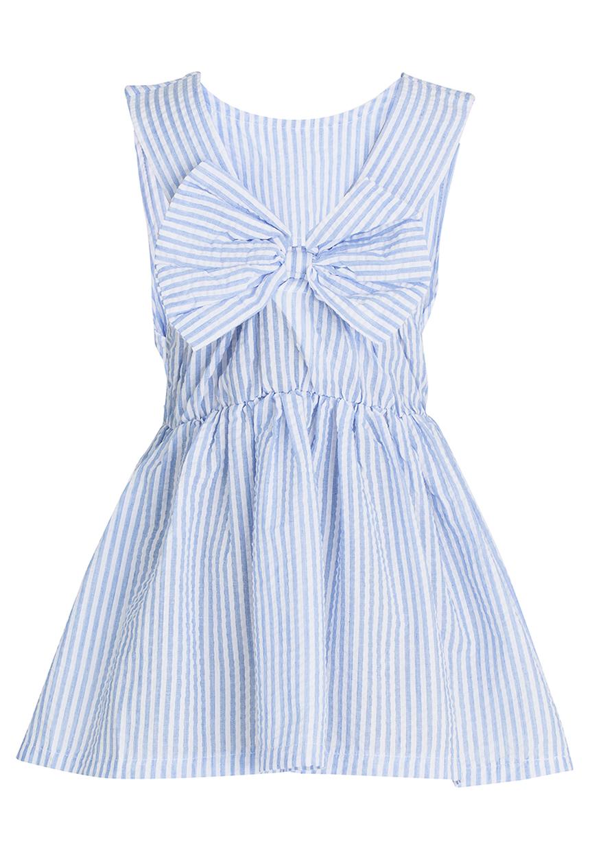 Pop Candy - Stripe Dress With Bow Detail Pale Blue