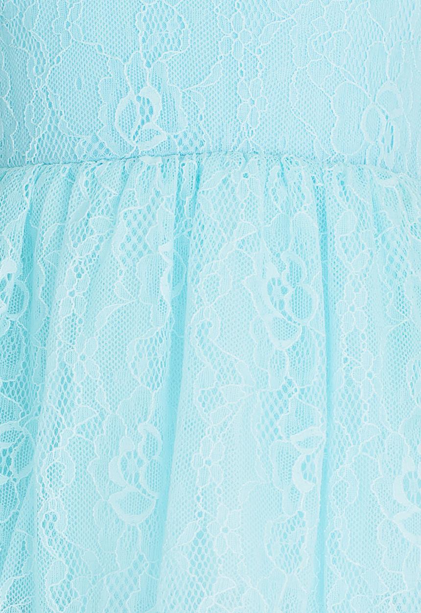 Pop Candy - Lace Detail  Dress Mid Blue