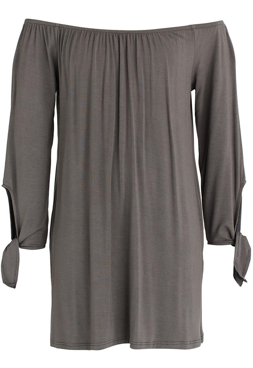 Rebel Republic - 3/4 Cotton Knit Dress Dark Grey