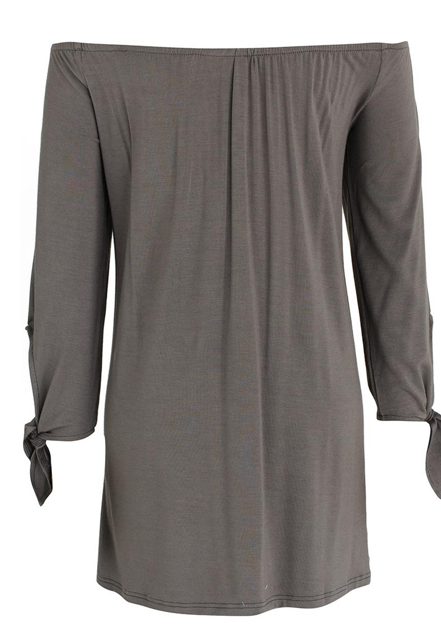 Rebel Republic - 3/4 Cotton Knit Dress Dark Grey