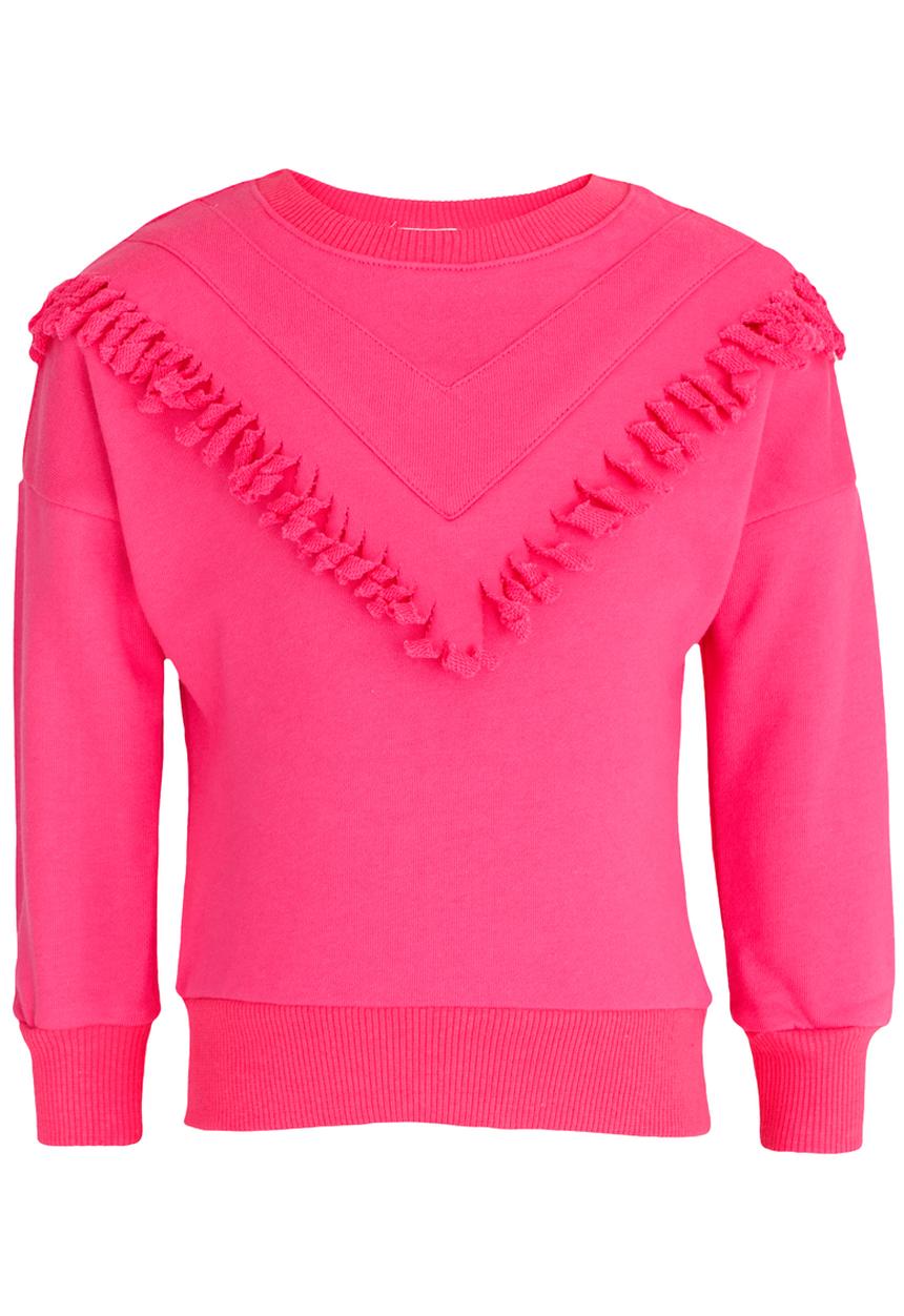 Pop Candy - Sweat Top With Fringing Detail Dark Pink