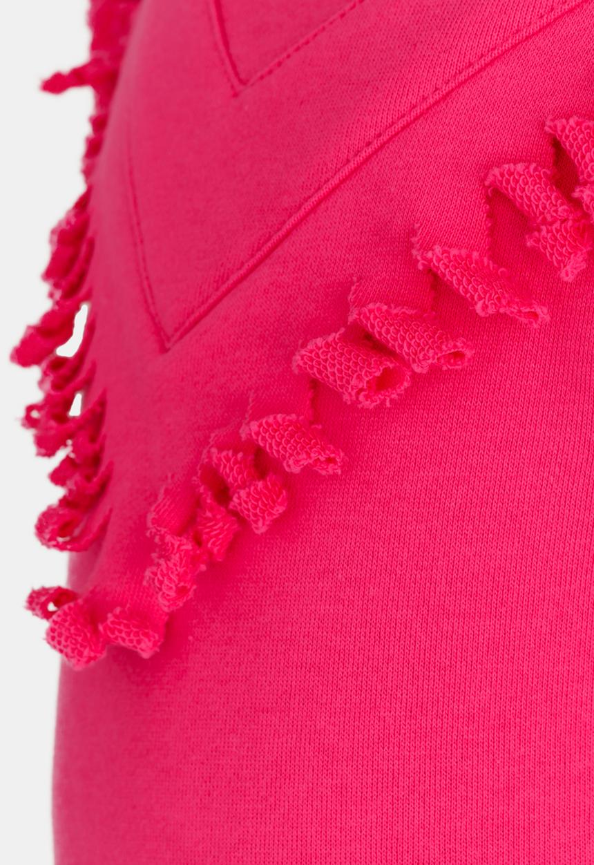 Pop Candy - Sweat Top With Fringing Detail Dark Pink