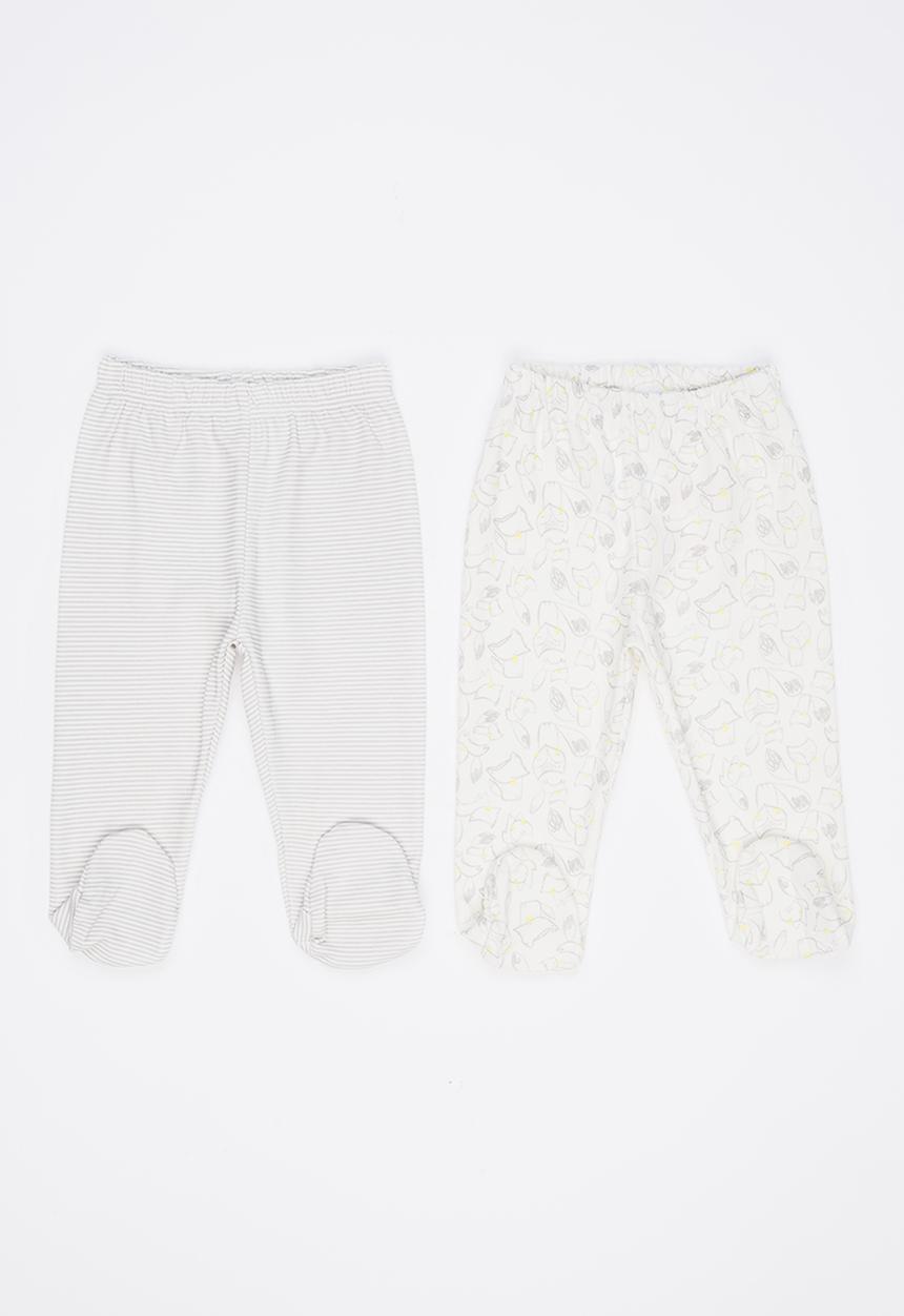 Baby Corner - 2 Pack  Fox Footed Pants Grey