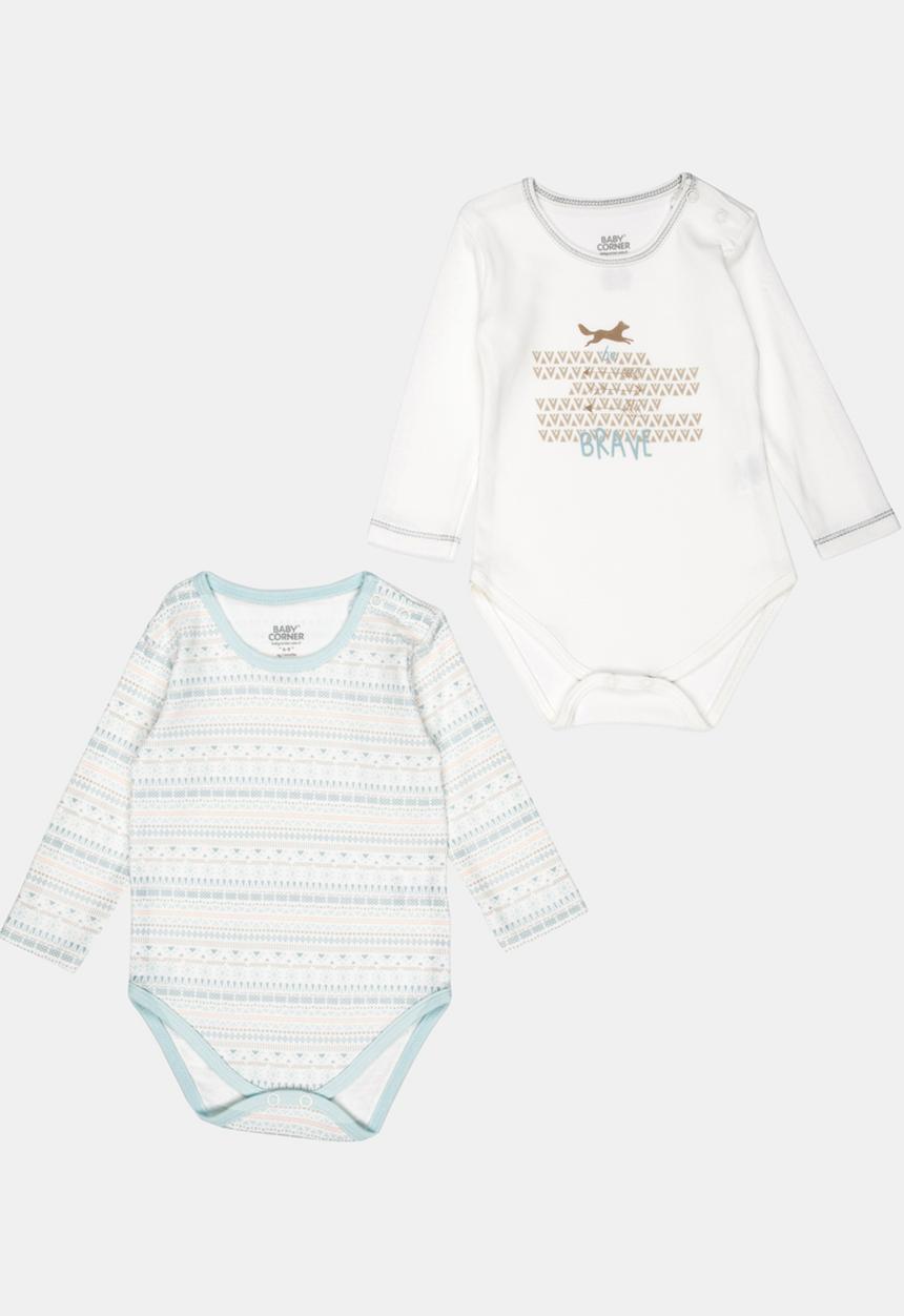 Baby Corner - 2 Pack Long Sleeve Bodysuit Multi-colour